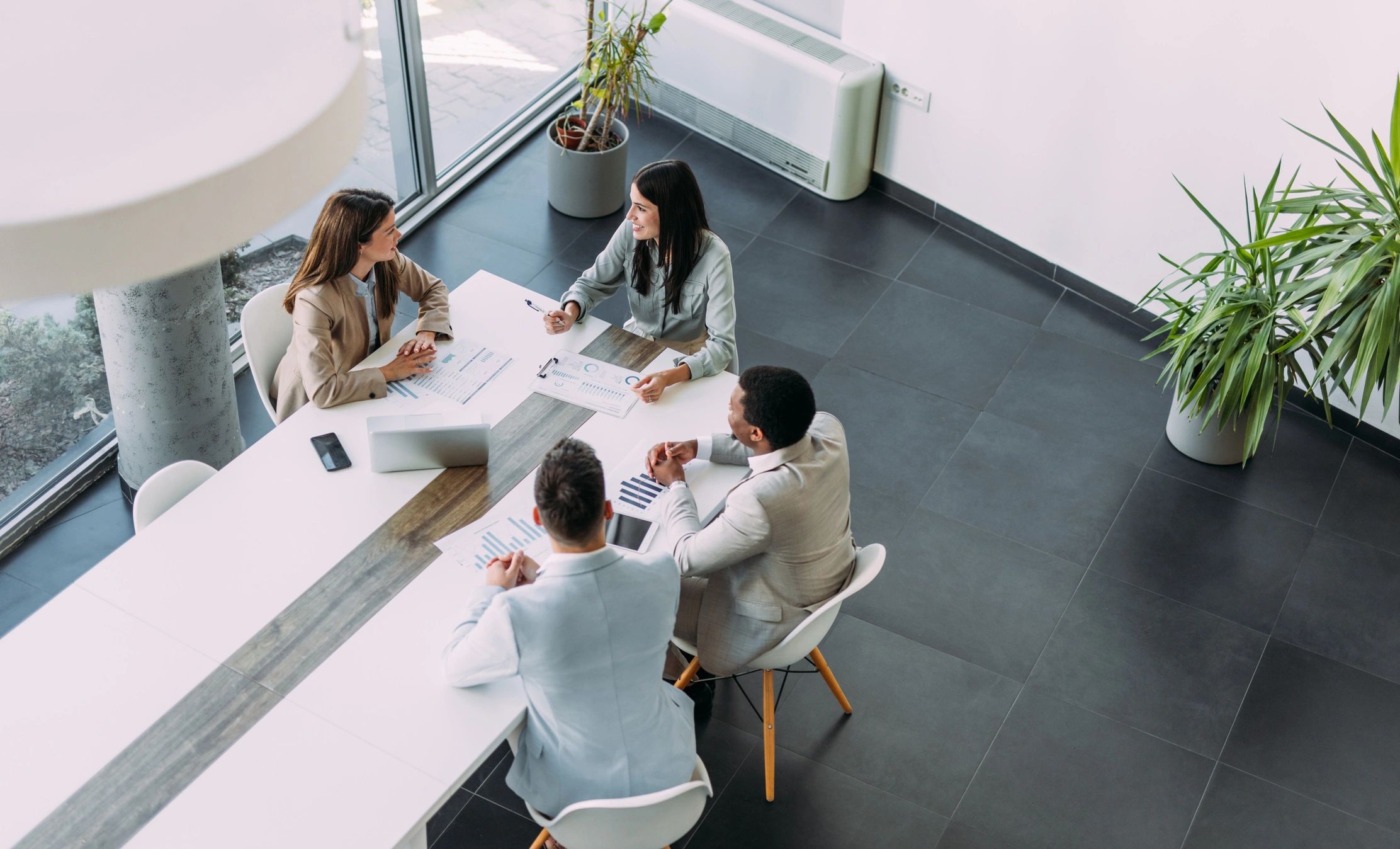 Business team collaborating in an office meeting