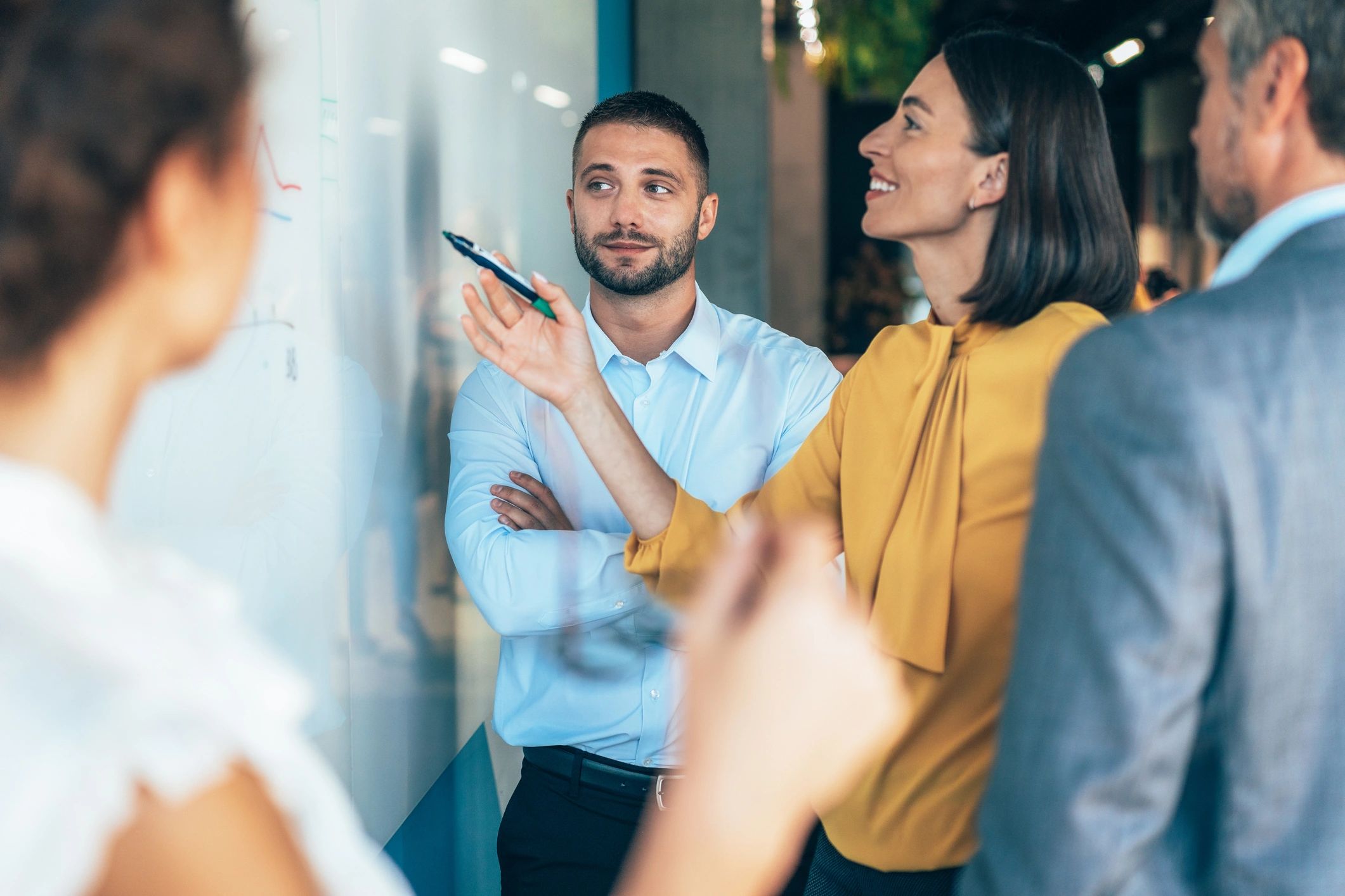 Consultants collaborating during a strategy session